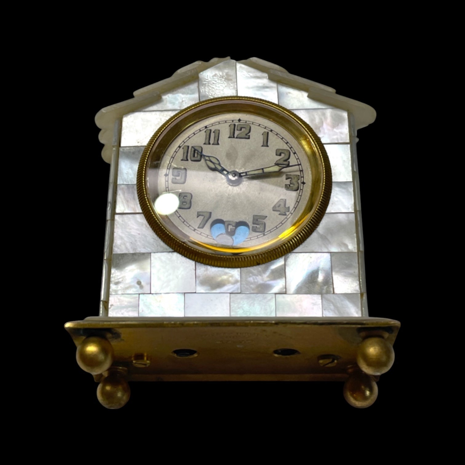 Rare Swiss Mother of Pearl Clock: Circa 1910, Solomax Watch Company