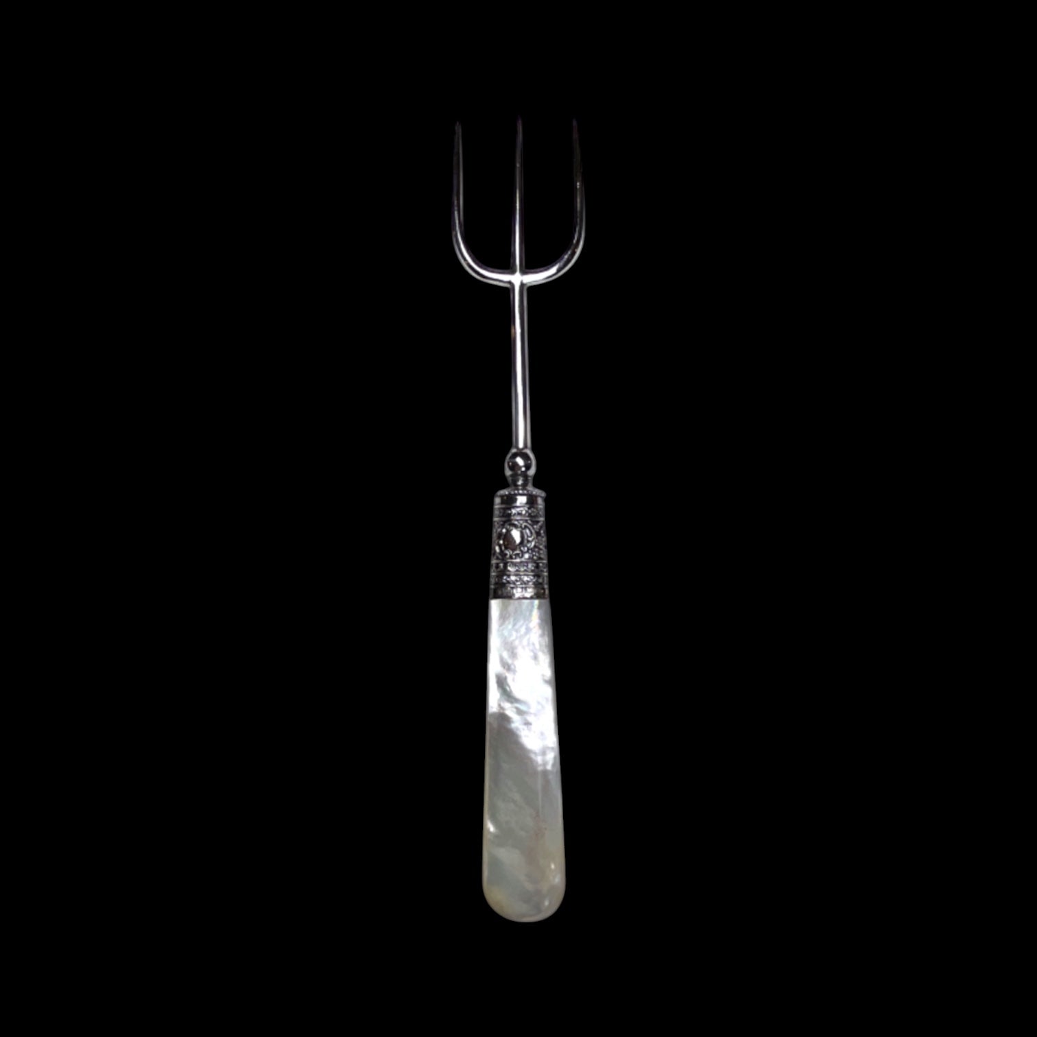 Vintage Mother of Pearl Sterling Silver Fork: 1921, Francis Howard, England.