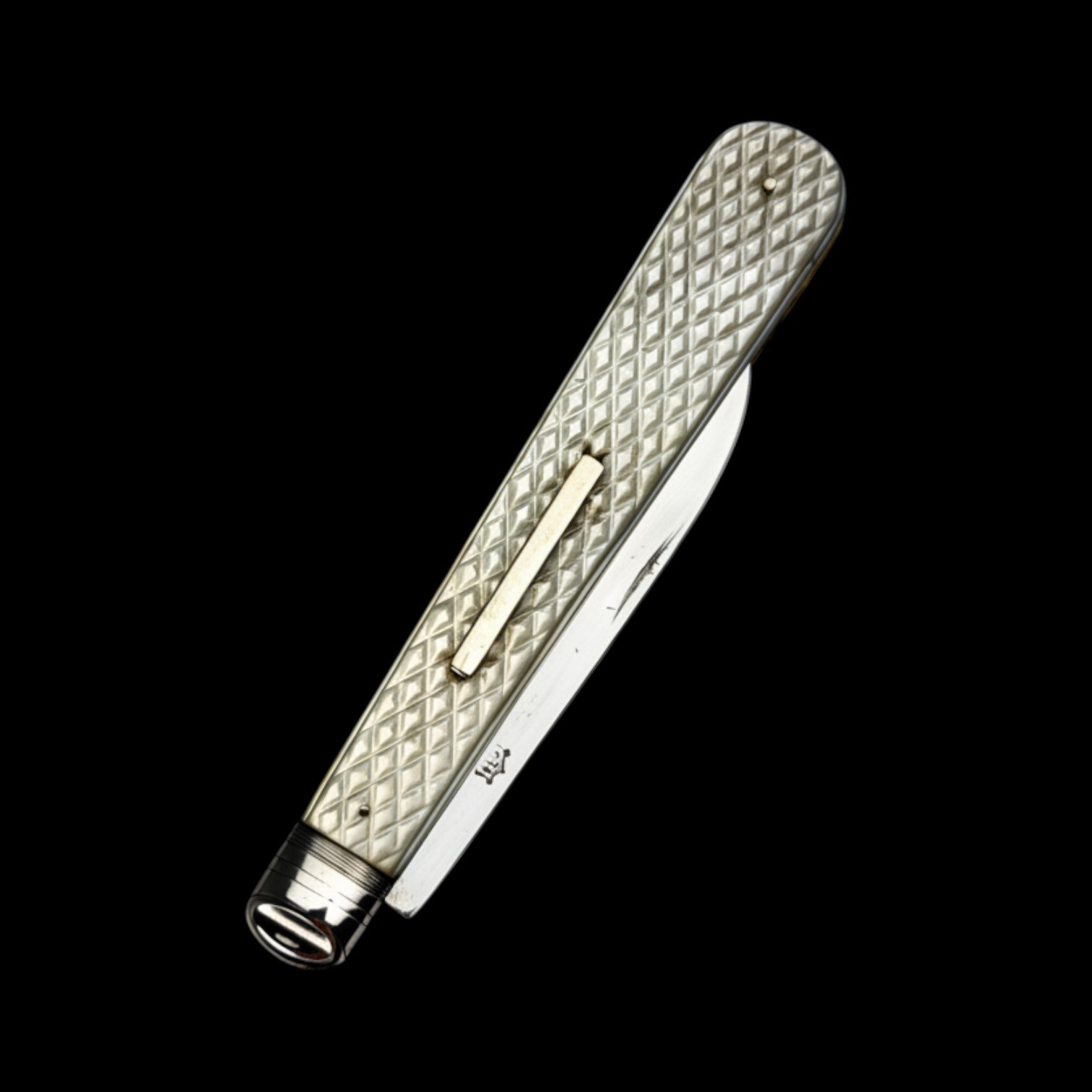 Antique Mother of Pearl Sterling Silver Pocket Knife: 19th Century, George Unite, England.