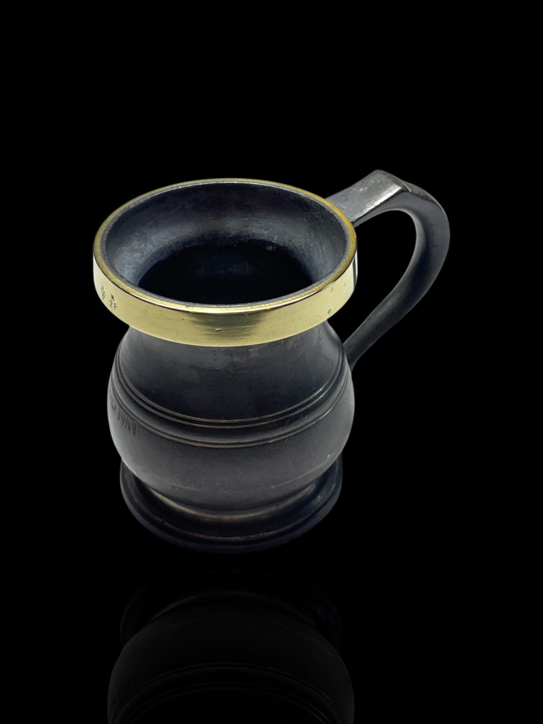 Victorian Half Pint Pewter Tankard.