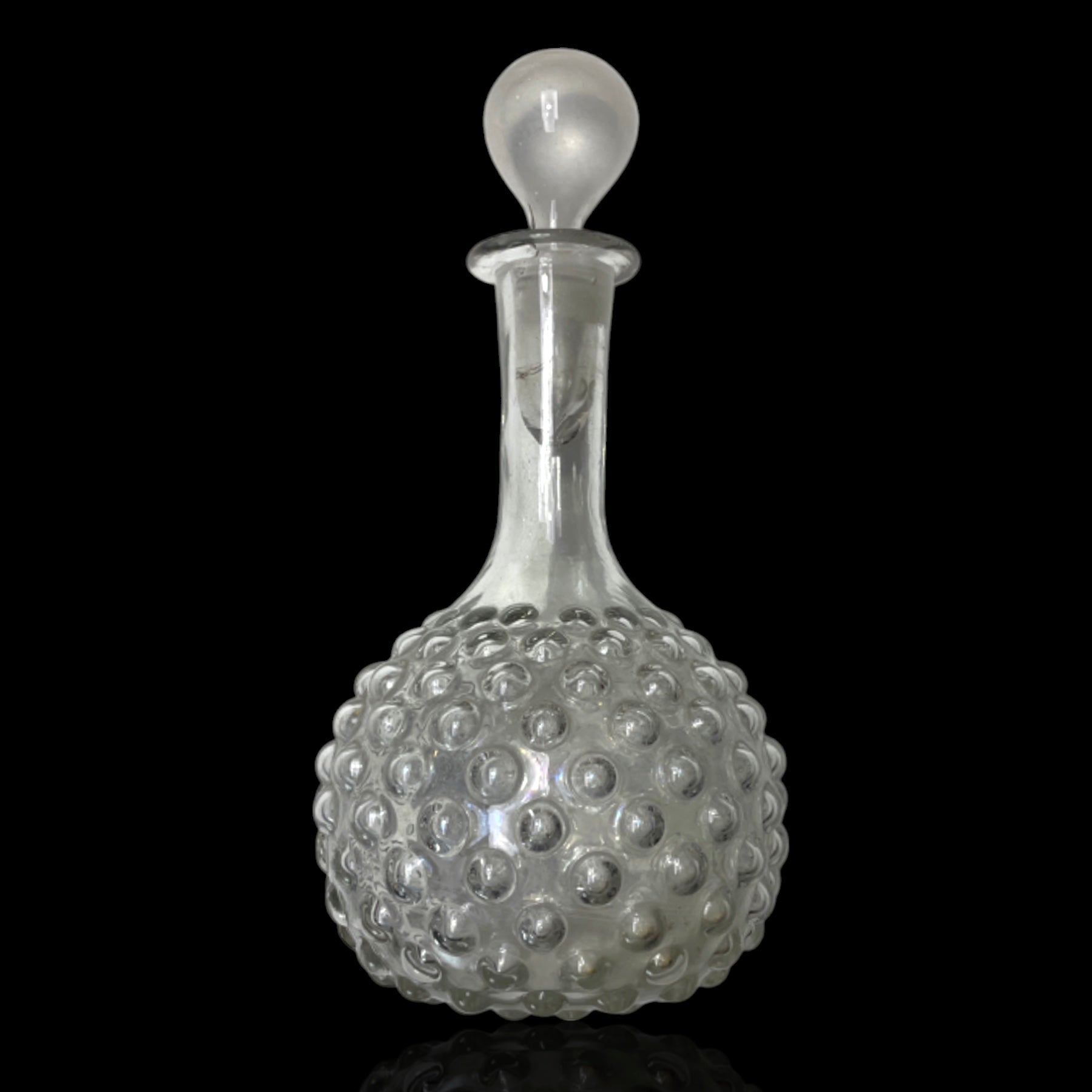 Victorian Hobnail Blown Glass Decanter. Original Stopper