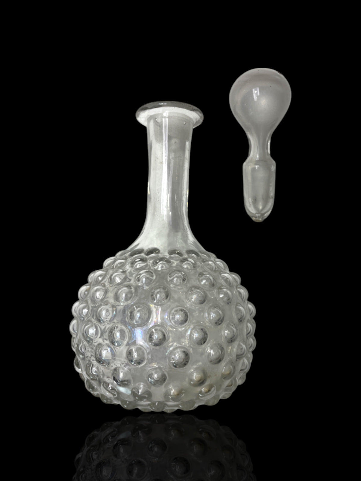 Victorian Hobnail Blown Glass Decanter. Original Stopper