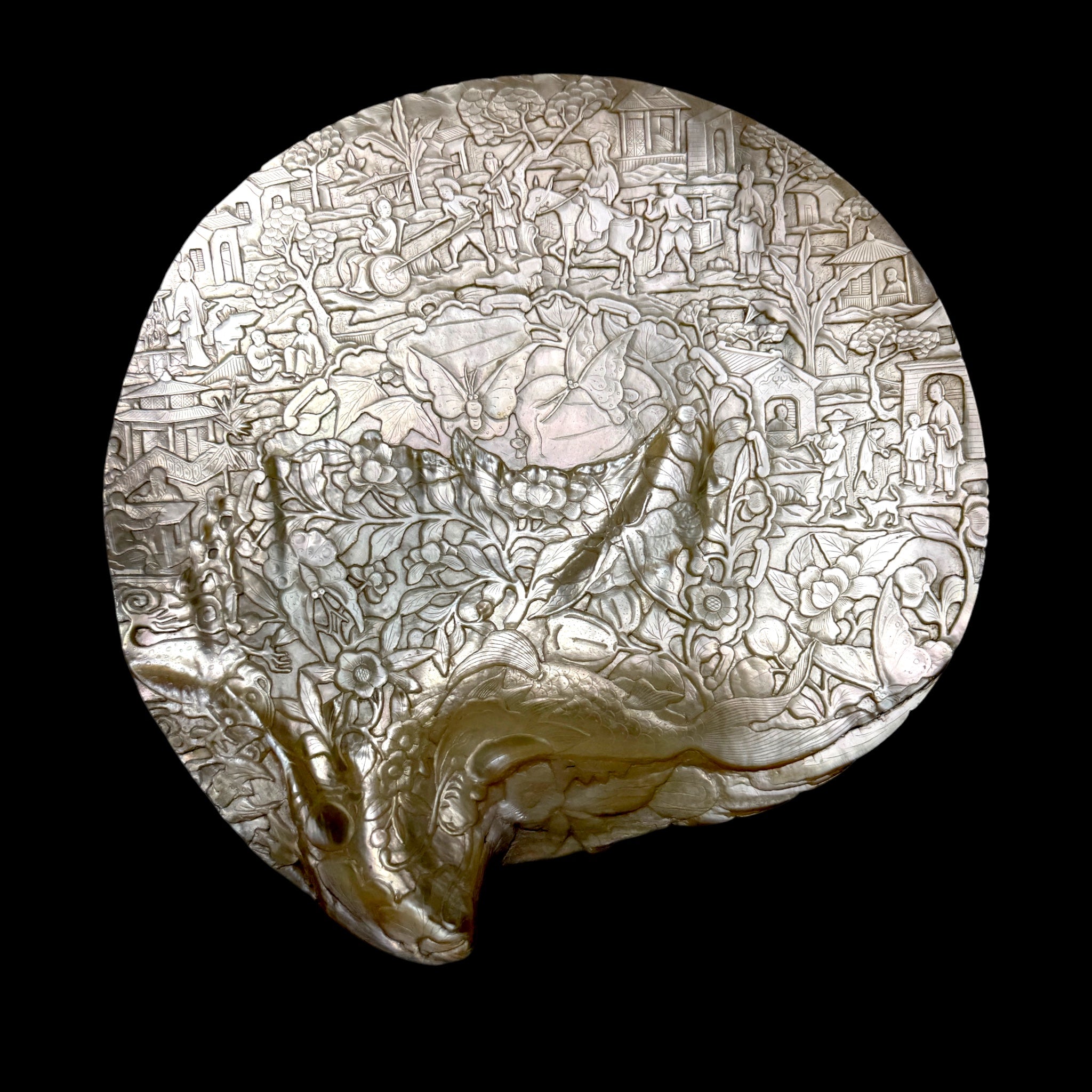 Chinese Carved Mother-of-Pearl Shell, Qing Dynasty