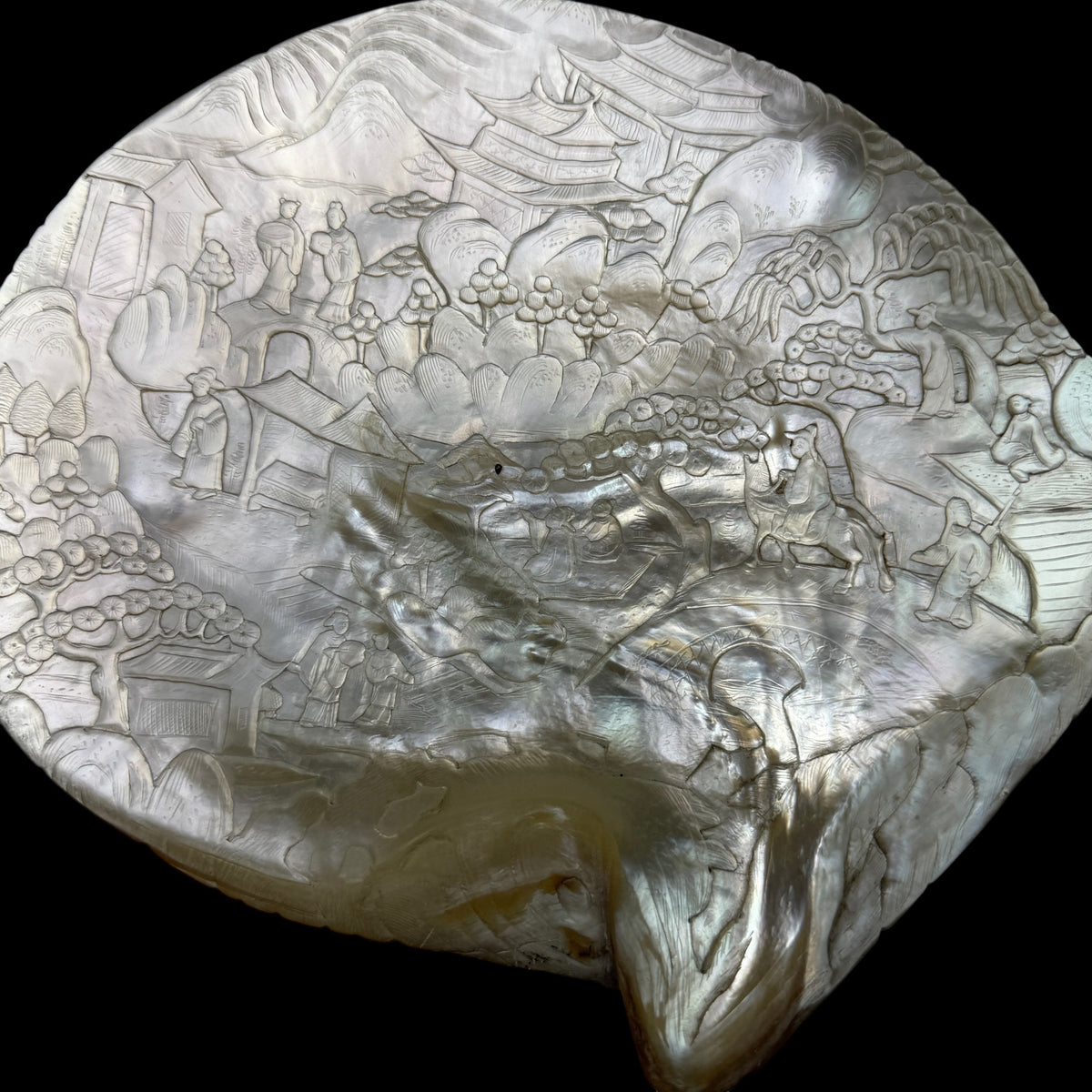 Carved Mother-of-Pearl Shell, China, Late Qing Dynasty, c.1880