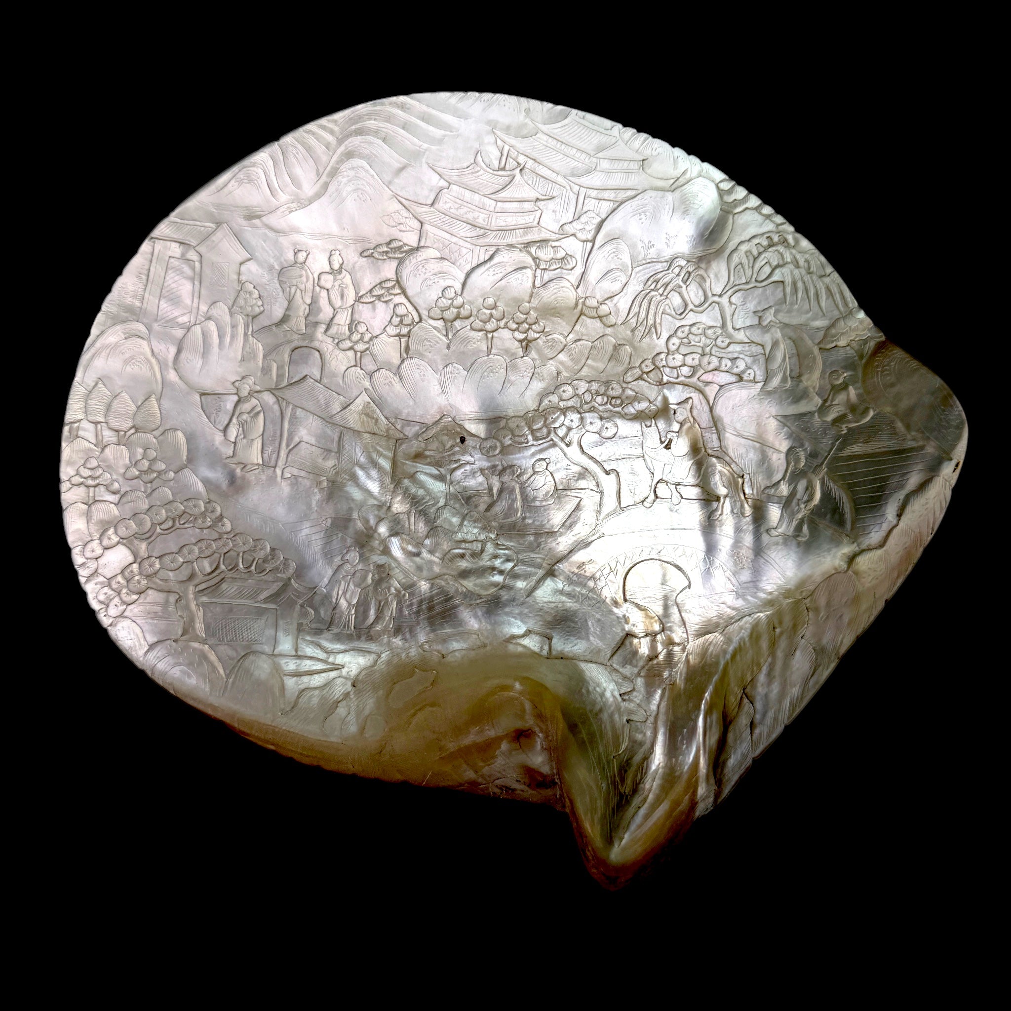 Carved Mother-of-Pearl Shell, China, Late Qing Dynasty, c.1880