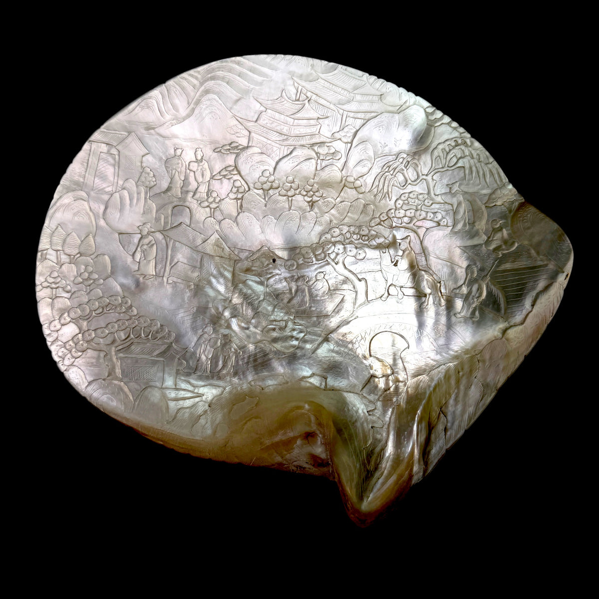Carved Mother-of-Pearl Shell, China, Late Qing Dynasty, c.1880