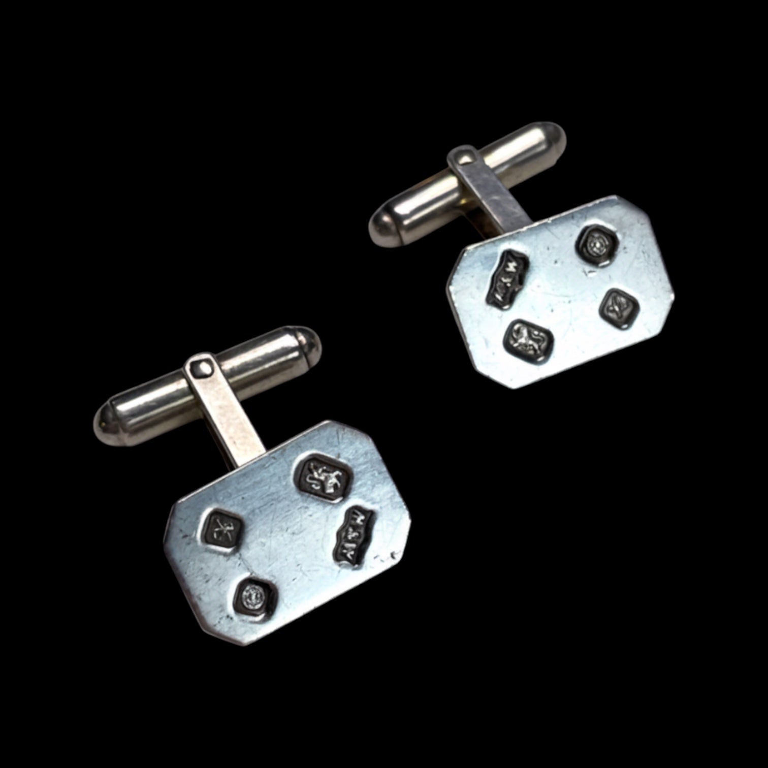 Vintage English Hallmarks Sterling Silver Cufflinks: 1947, Mappin and Webb.
