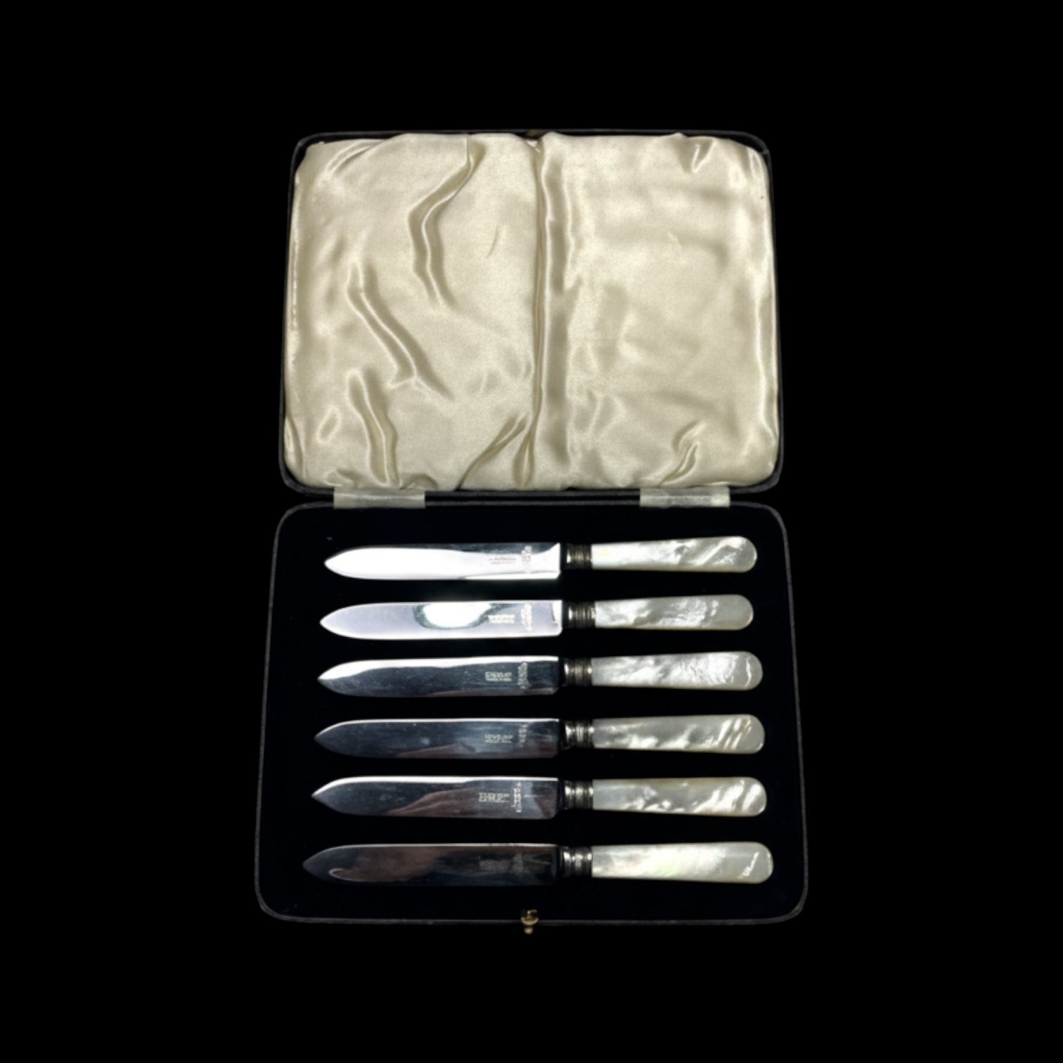 Vintage Mother of Pearl Butter Knives Set: Circa 1920s, Firth Stainless Steel, Sheffield England.