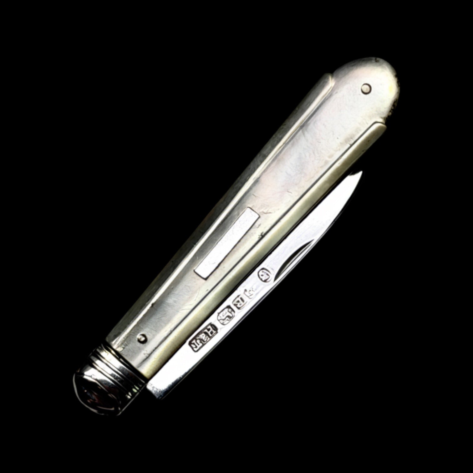 Antique Pocket Knife. 1859, Sterling Silver and Mother of Pearl. Hilliard and Thomason, England.