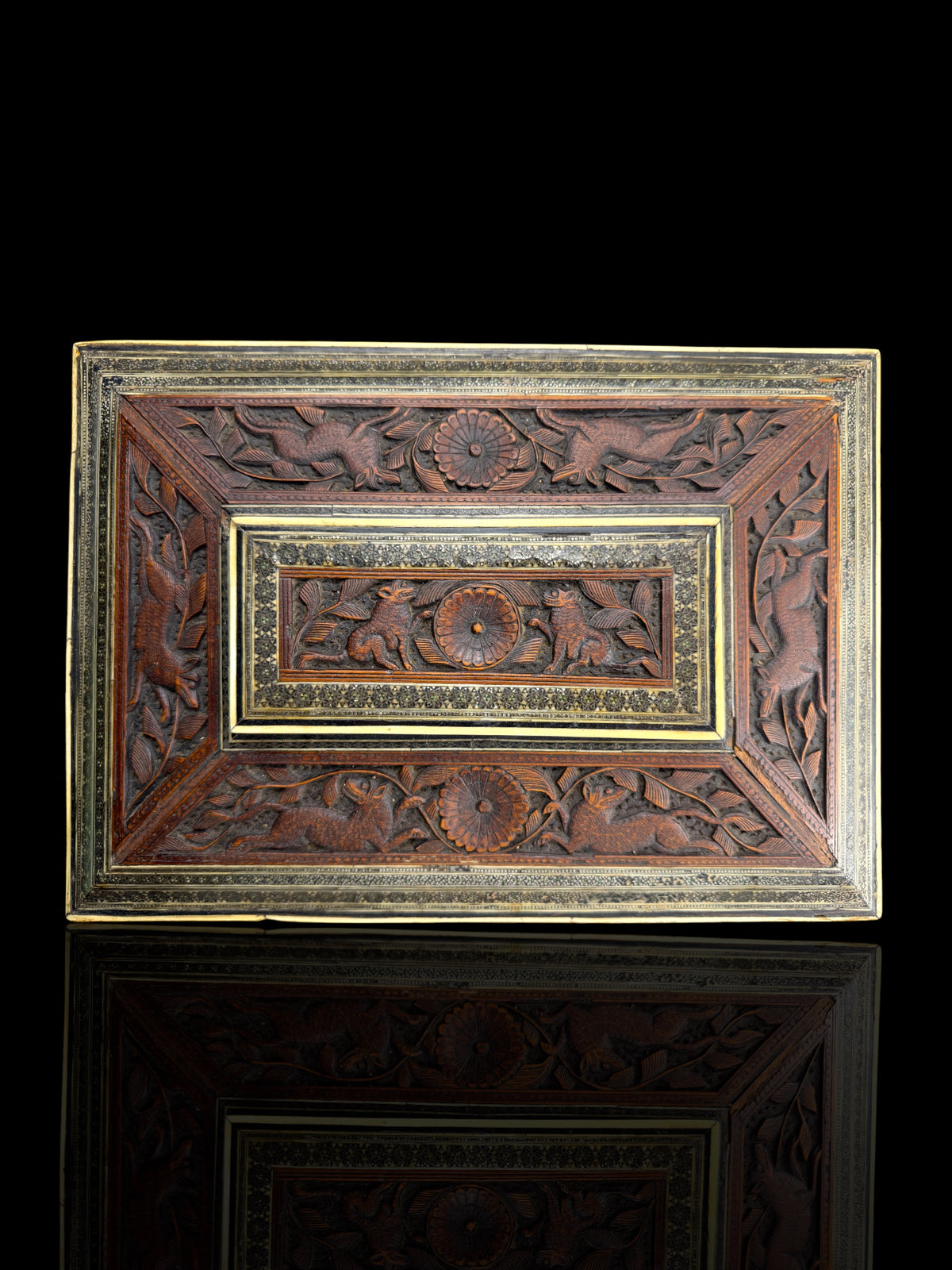 Anglo-Indian Carved Sandlewood Jewellery Box