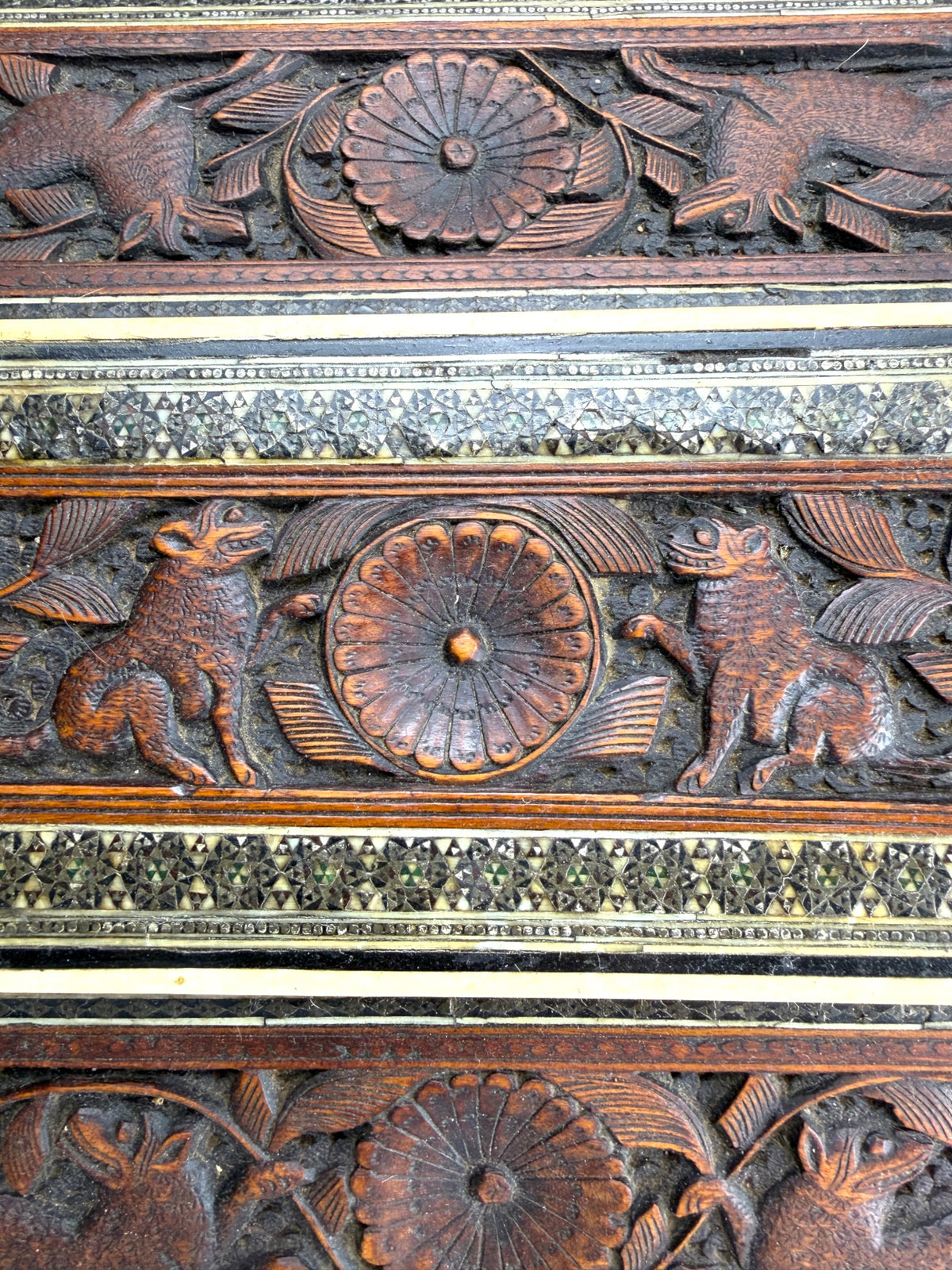 Anglo-Indian Carved Sandlewood Jewellery Box
