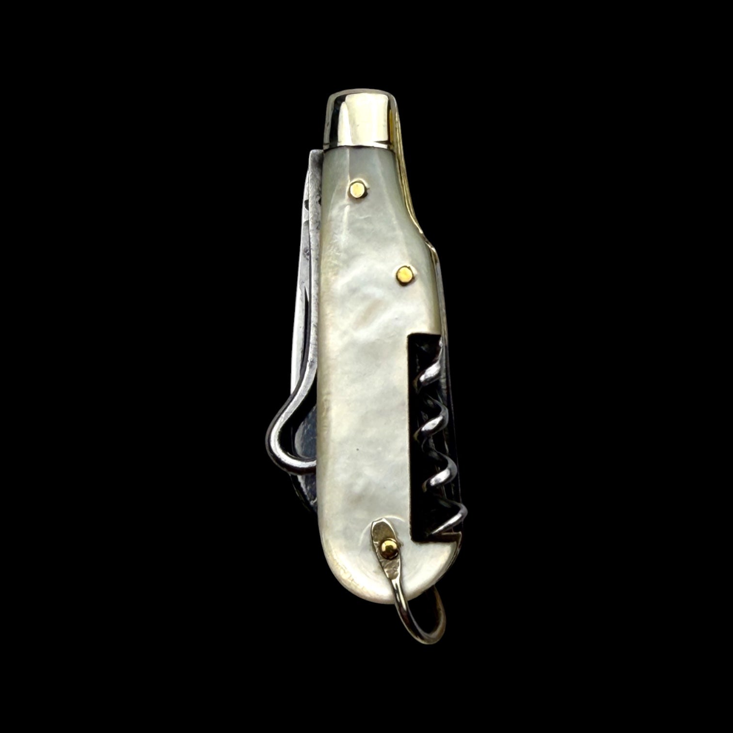 Vintage Pocker Knife Key Ring. Early 19th Century, Mother of Pearl and Steel.