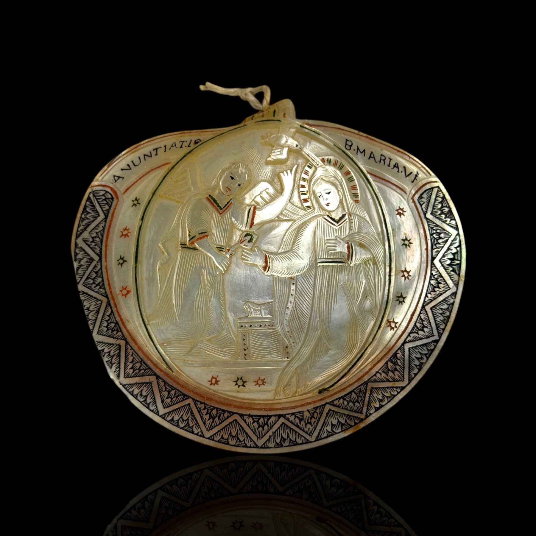 19th Century Bethlehem Mother-of-Pearl Carving of The Annunciation
