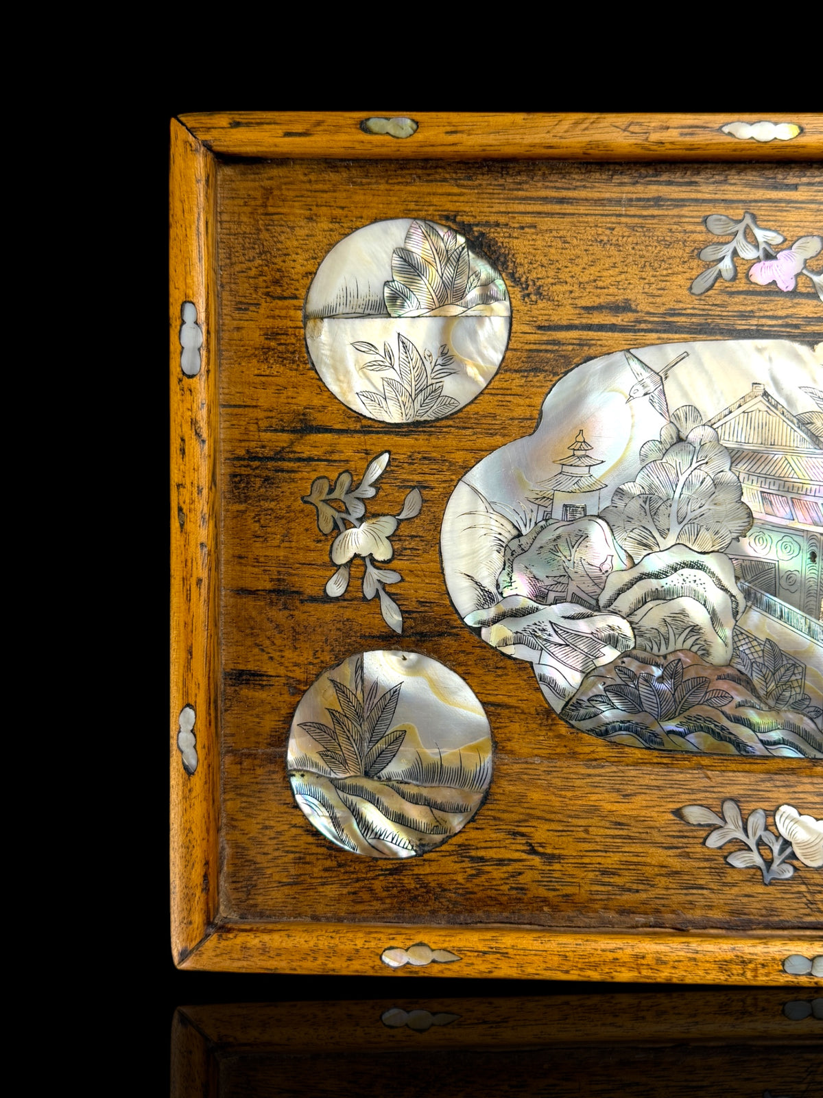 Colonial Vietnamese Mother-of-Pearl Inlaid Tray. Early 20th Century.