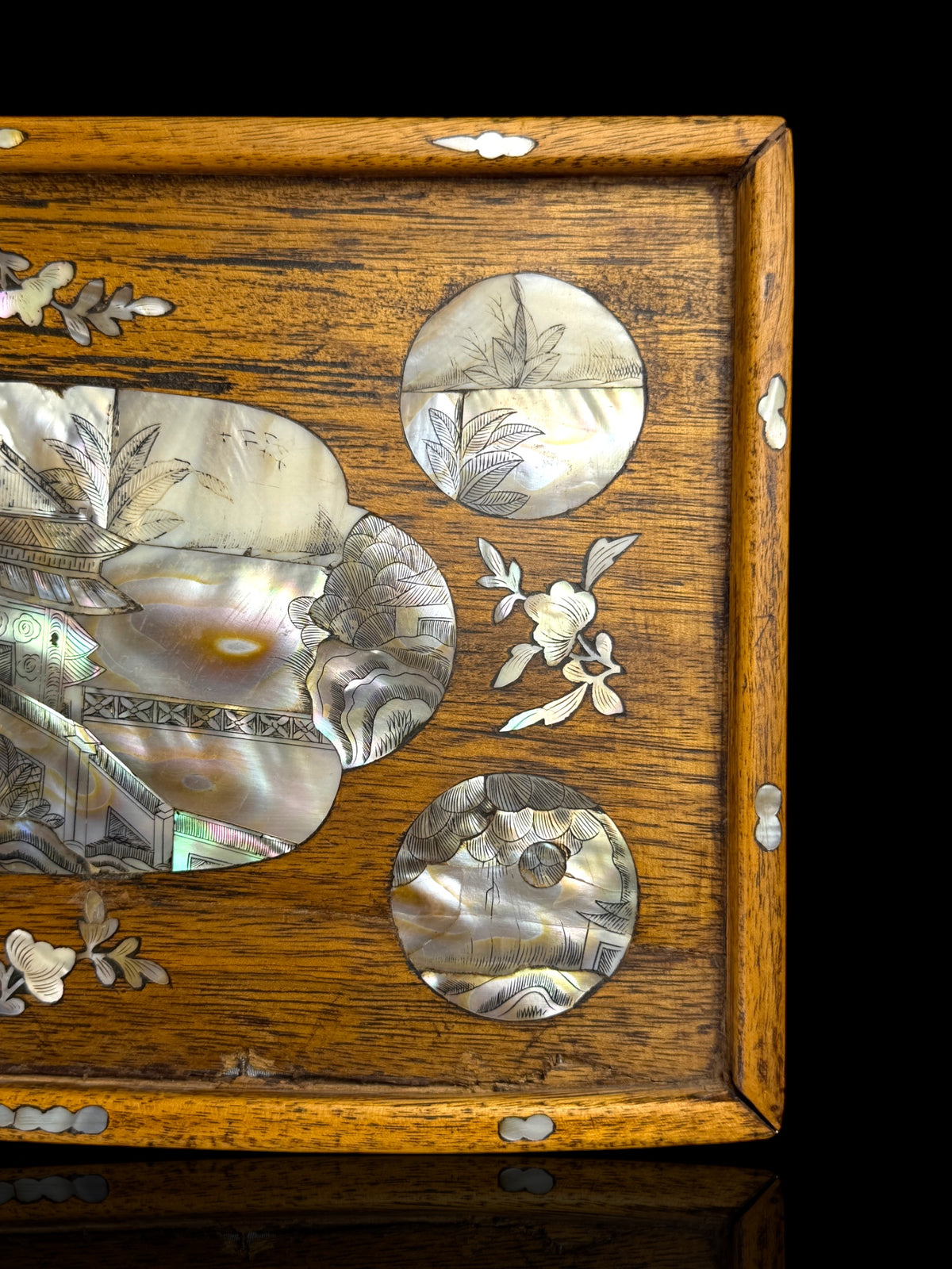 Colonial Vietnamese Mother-of-Pearl Inlaid Tray. Early 20th Century.