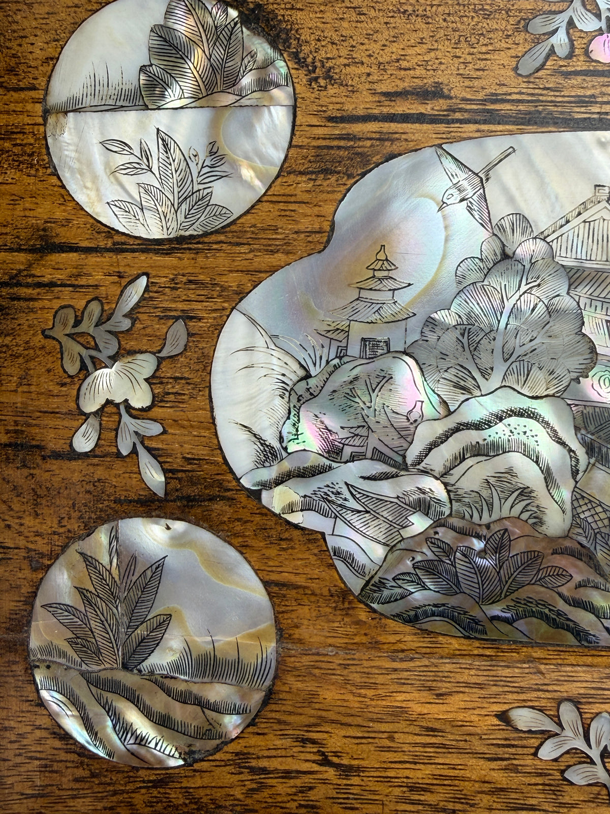 Colonial Vietnamese Mother-of-Pearl Inlaid Tray. Early 20th Century.