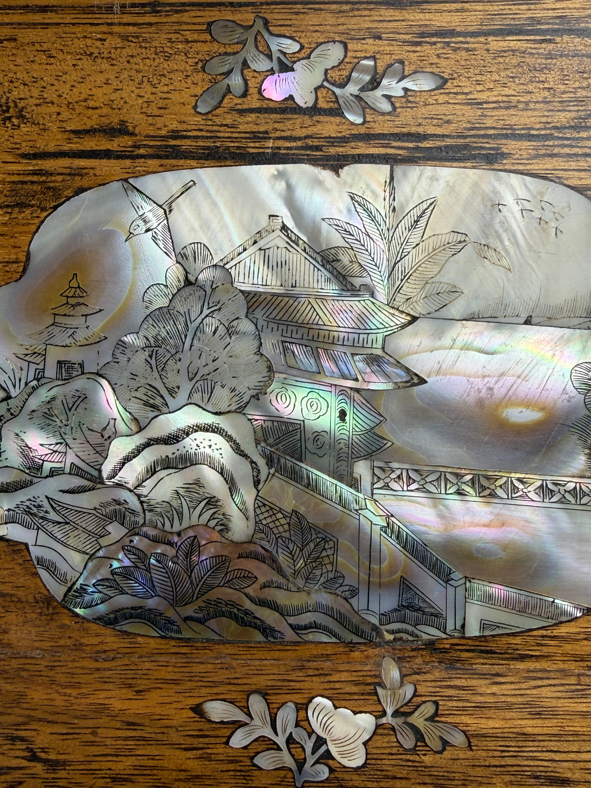 Colonial Vietnamese Mother-of-Pearl Inlaid Tray. Early 20th Century.