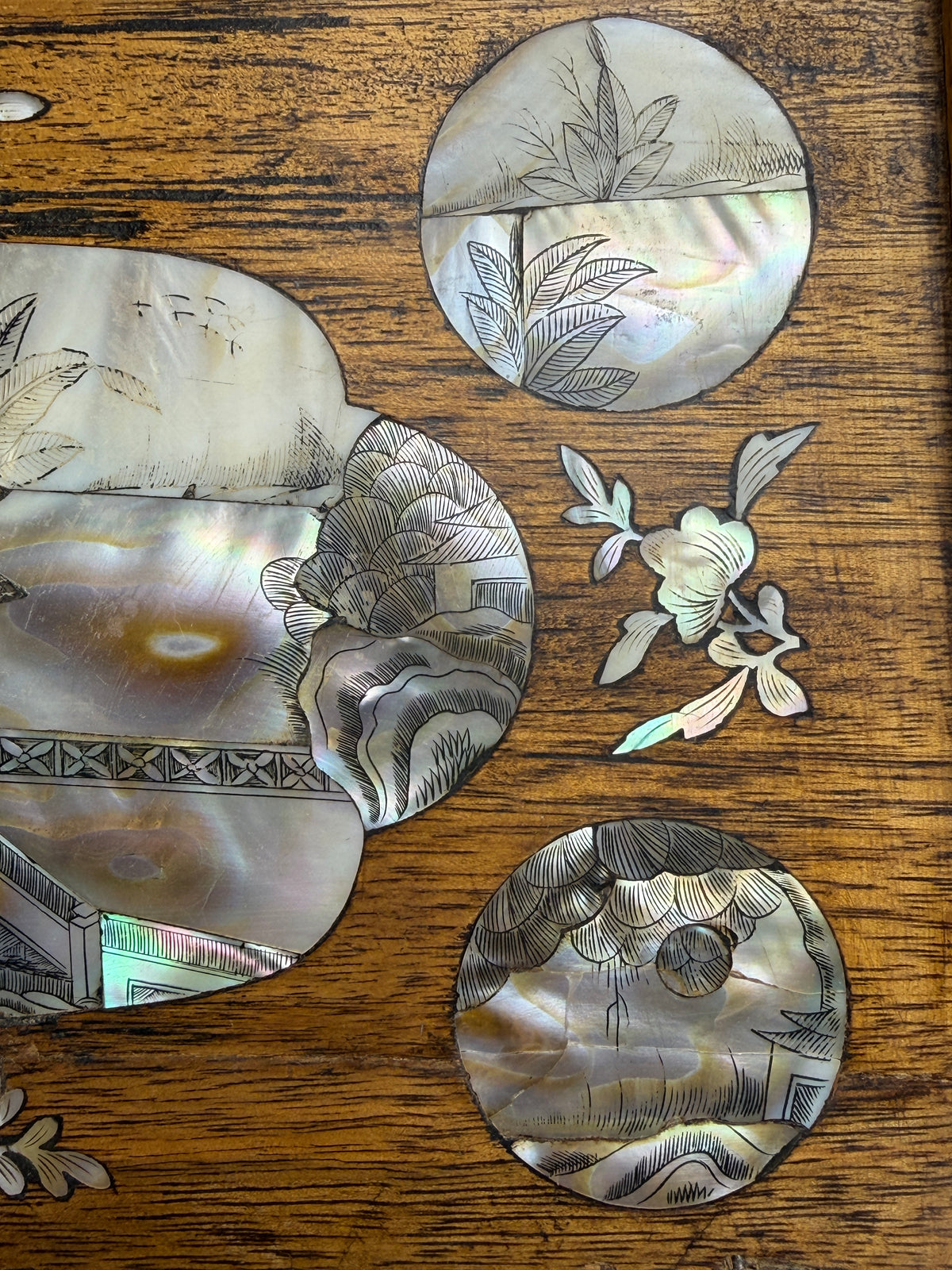 Colonial Vietnamese Mother-of-Pearl Inlaid Tray. Early 20th Century.