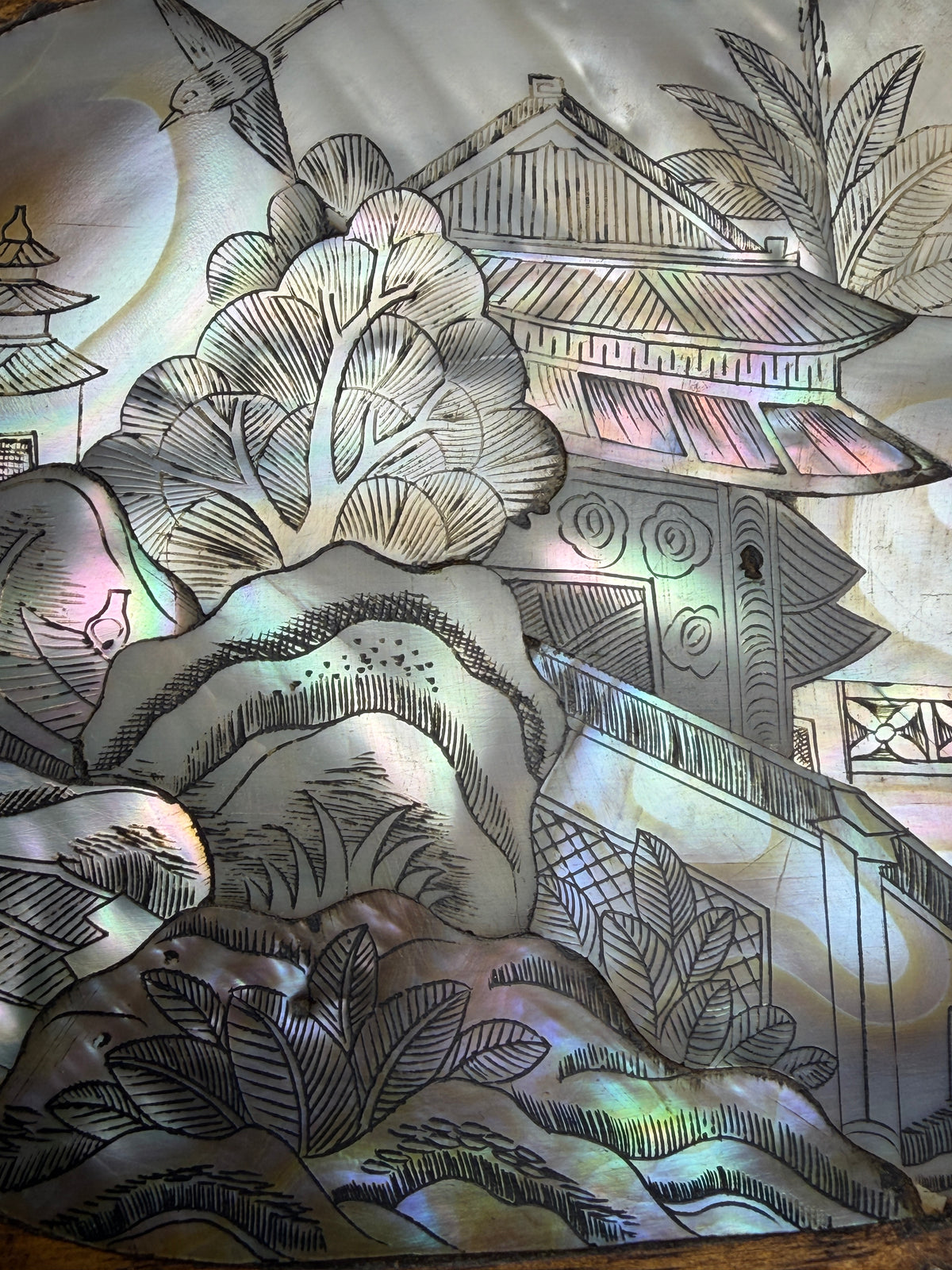 Colonial Vietnamese Mother-of-Pearl Inlaid Tray. Early 20th Century.