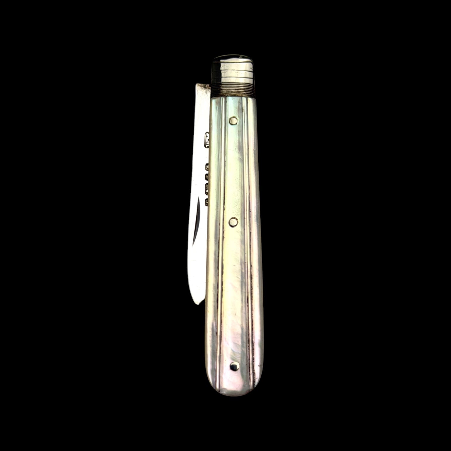 Antique Mother of Pearl and Sterling Silver Pocket Knife. 1878, William Moulson, England.