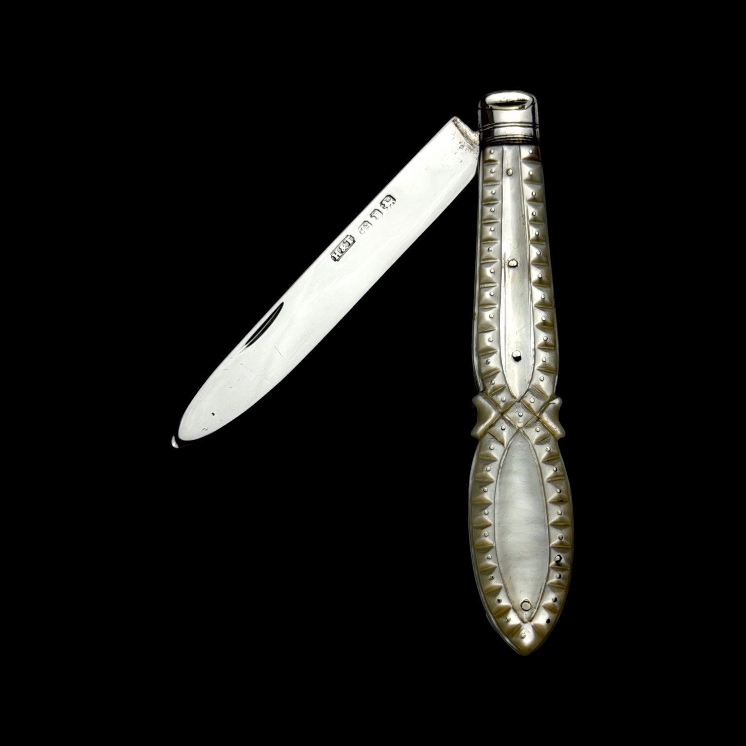 Antique Pocket Knife. 1891, Mother of Pearl and Sterling Silver.