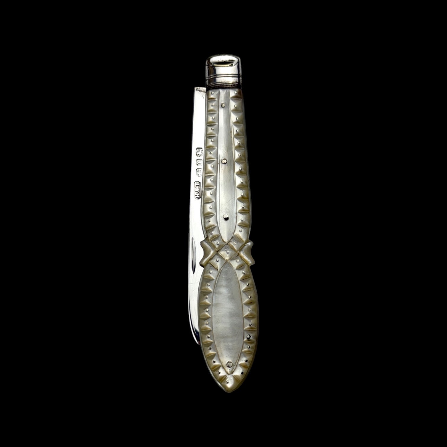 Antique Pocket Knife. 1891, Mother of Pearl and Sterling Silver.