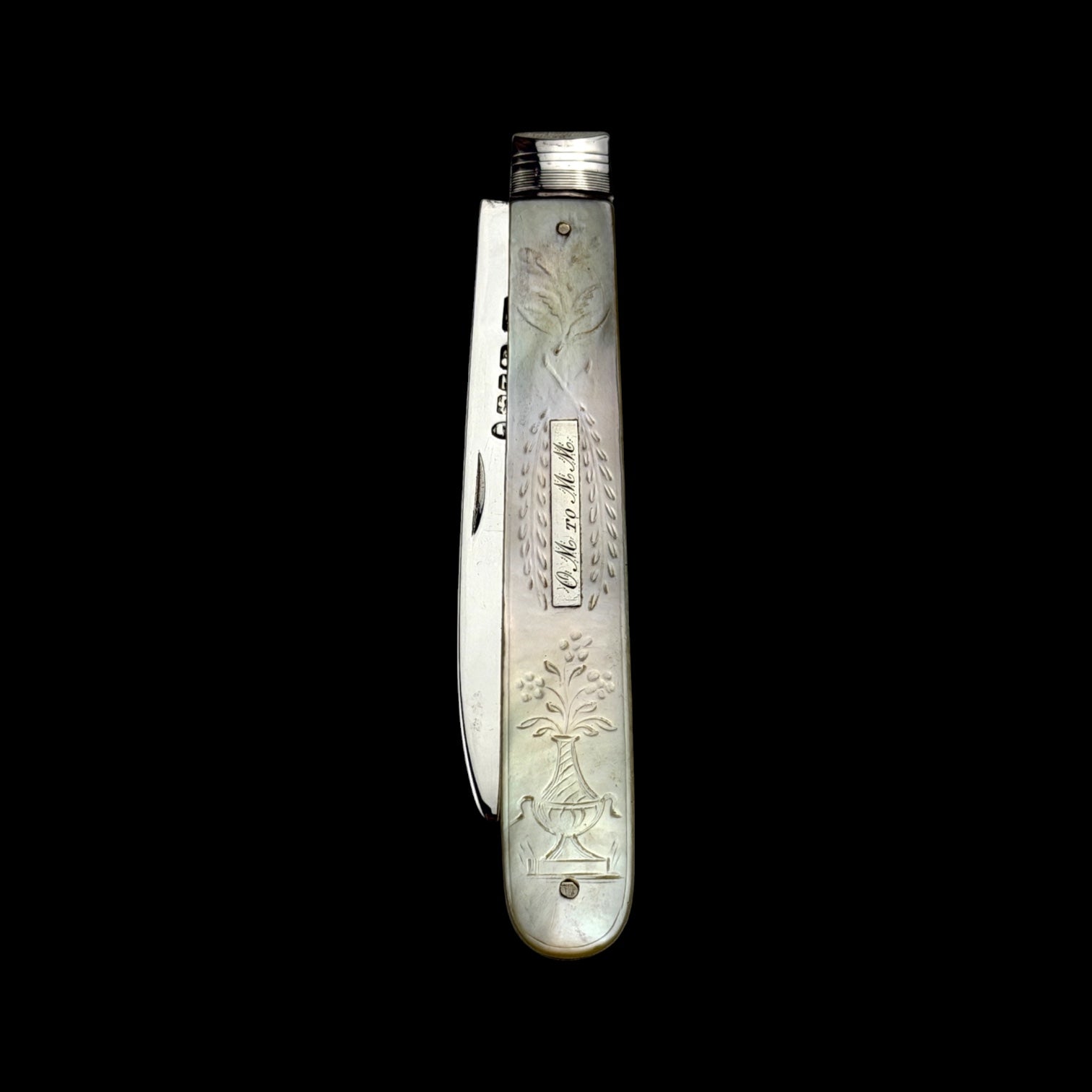 Antique Pocket Knife. 1843, Mother of Pearl and Sterling Silver.