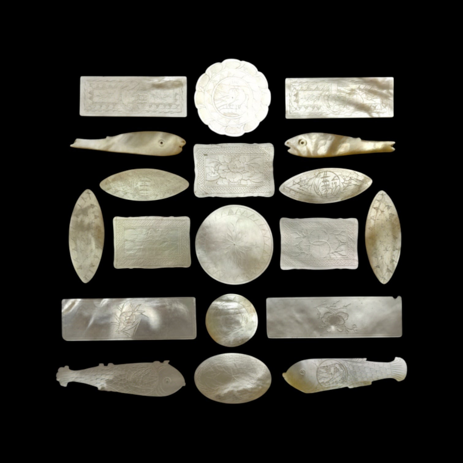 Antique Mother of Pearl Gaming Counters. 18th-19th Century.