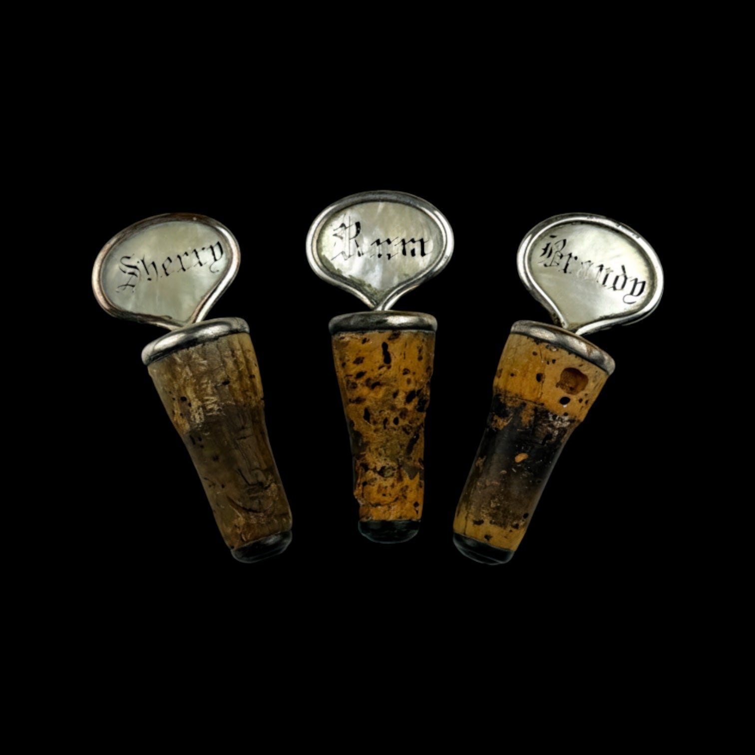 Antique Mother-of-Pearl Decanter Stoppers - Set of Three