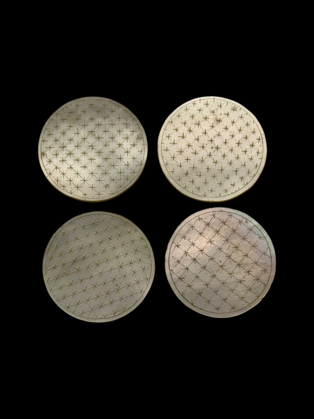 Qing Dynasty Mother-of-Pearl Gaming Counters, 129 Pieces, China c.1850