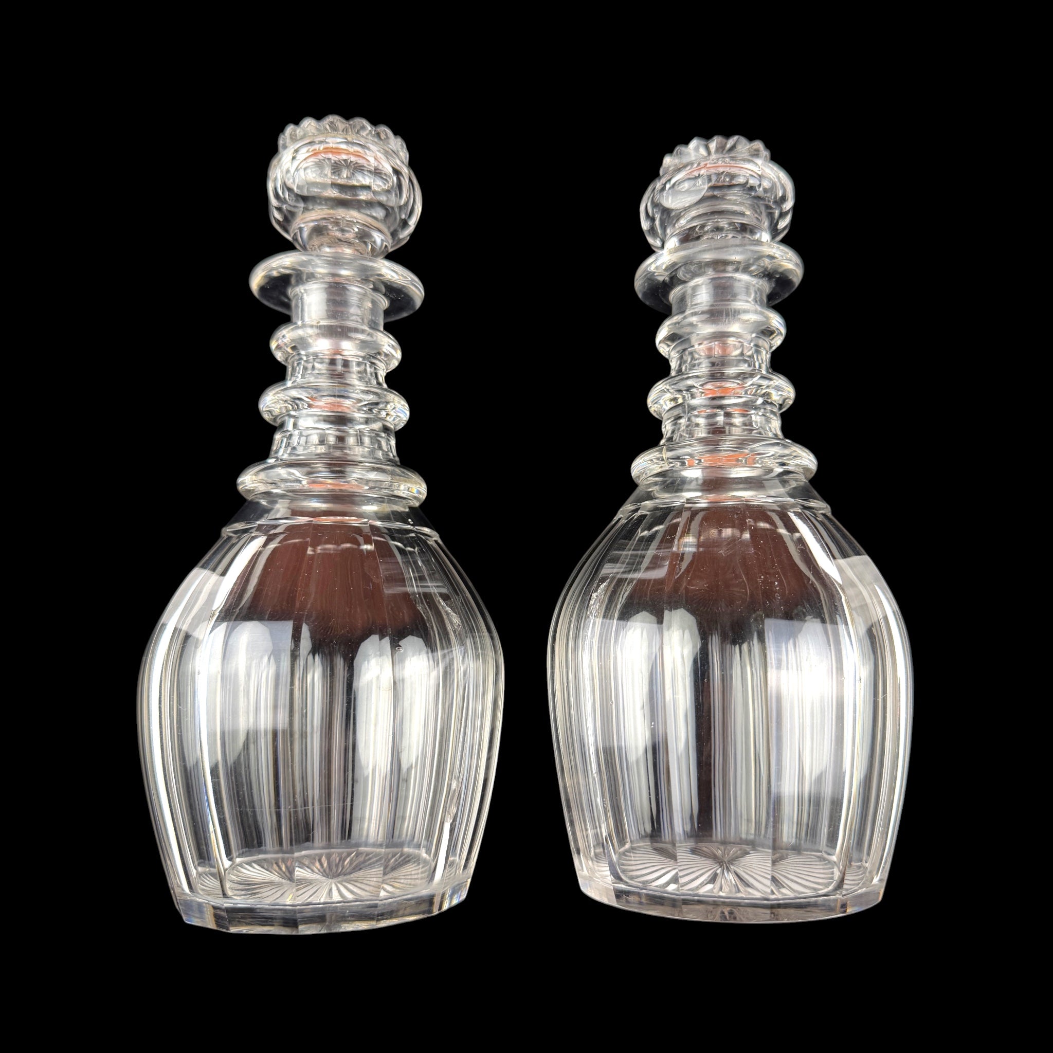 Pair of Regency Irish Cut Glass Decanters, Circa 1825