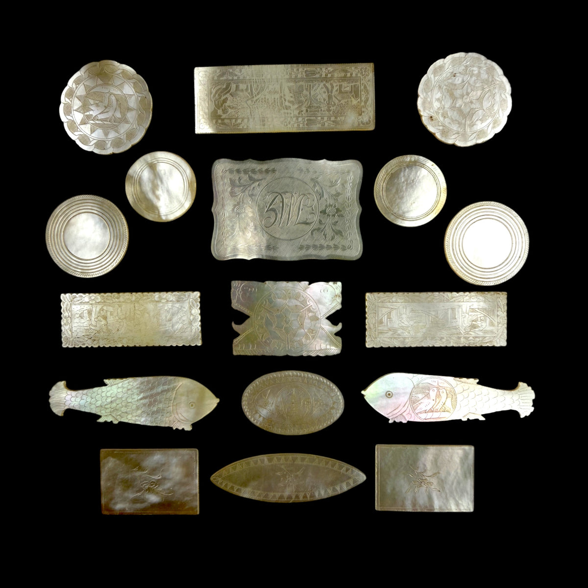 Mother-of-Pearl Gaming Counters, 18th-19th Century