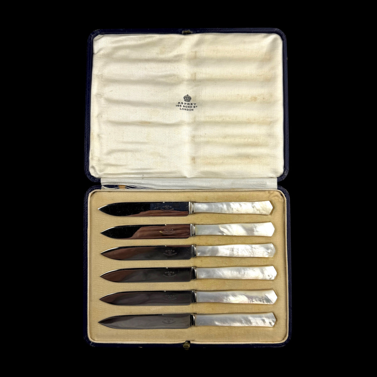 Set of Six Mother of Pearl Knives, Asprey, c.1920s