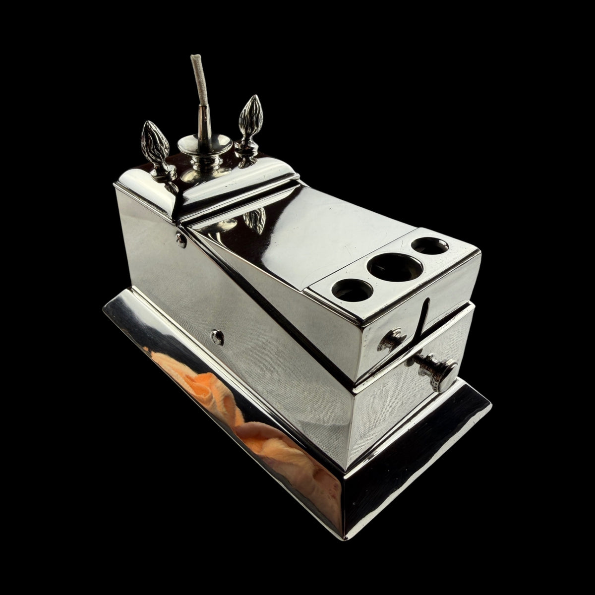 Sterling Silver Table Cigar Cutter & Lighter, London, 1913