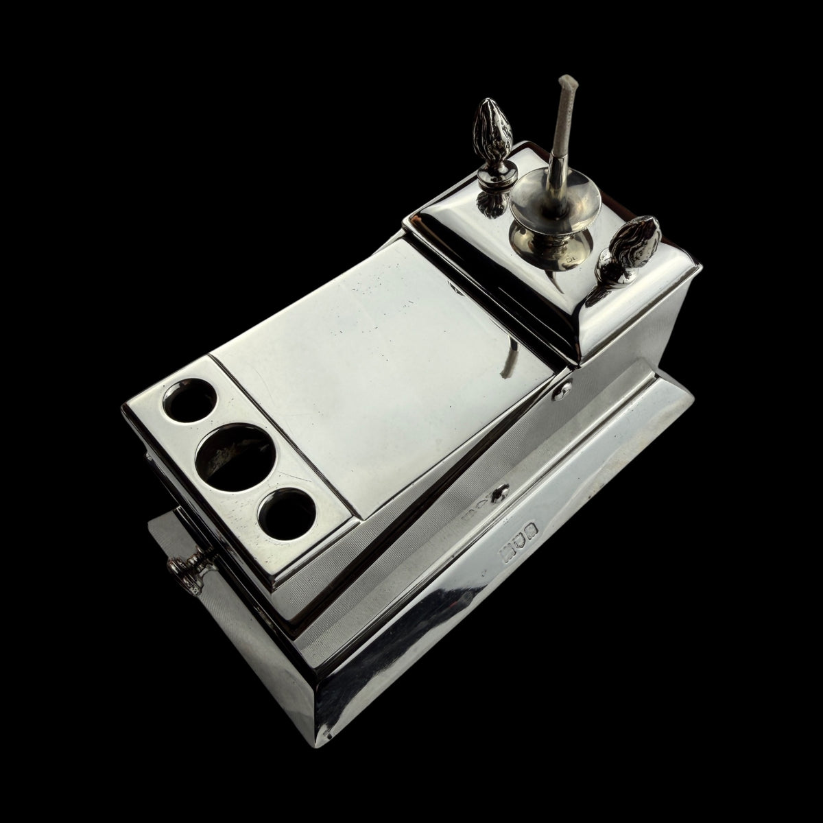 Sterling Silver Table Cigar Cutter & Lighter, London, 1913