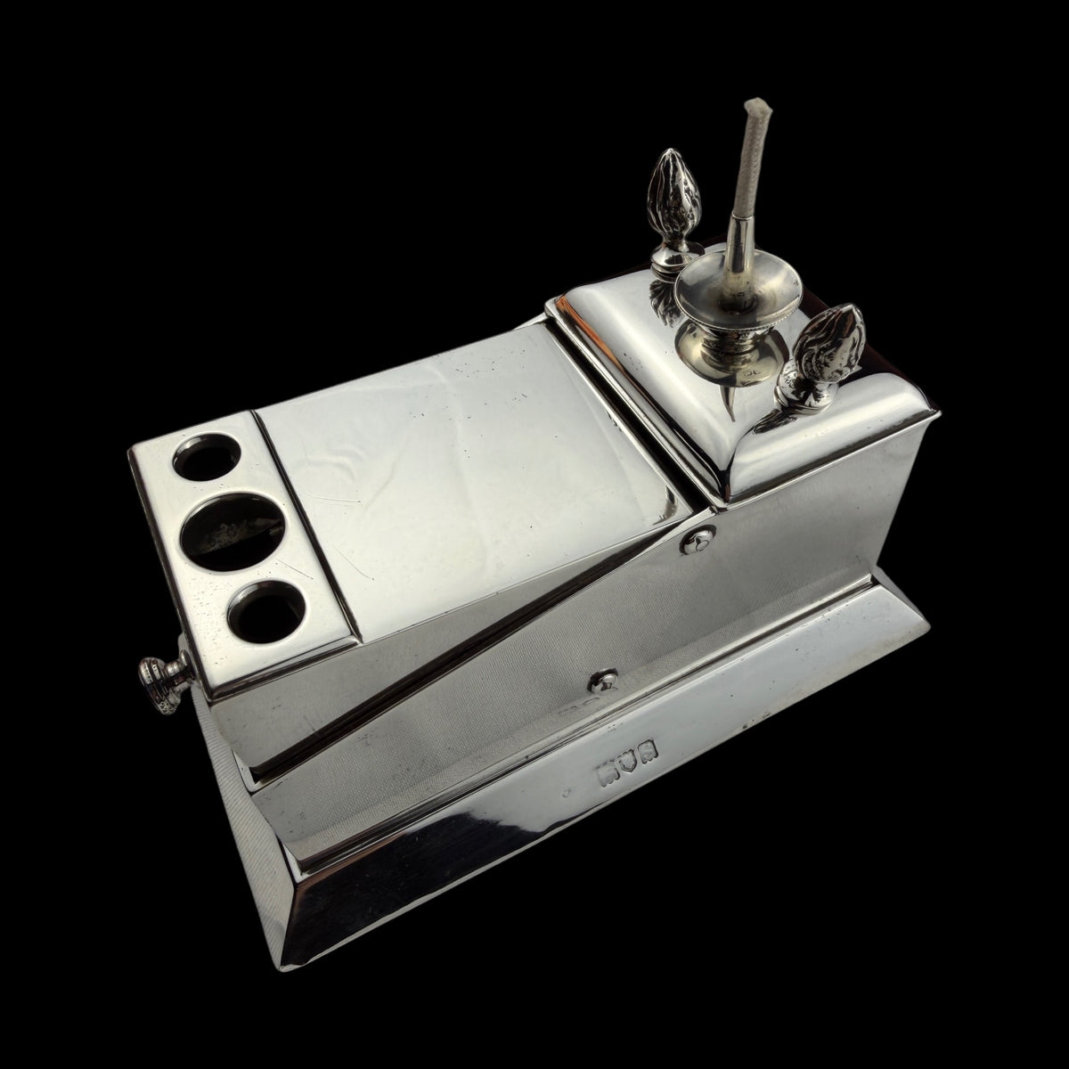 Sterling Silver Table Cigar Cutter & Lighter, London, 1913