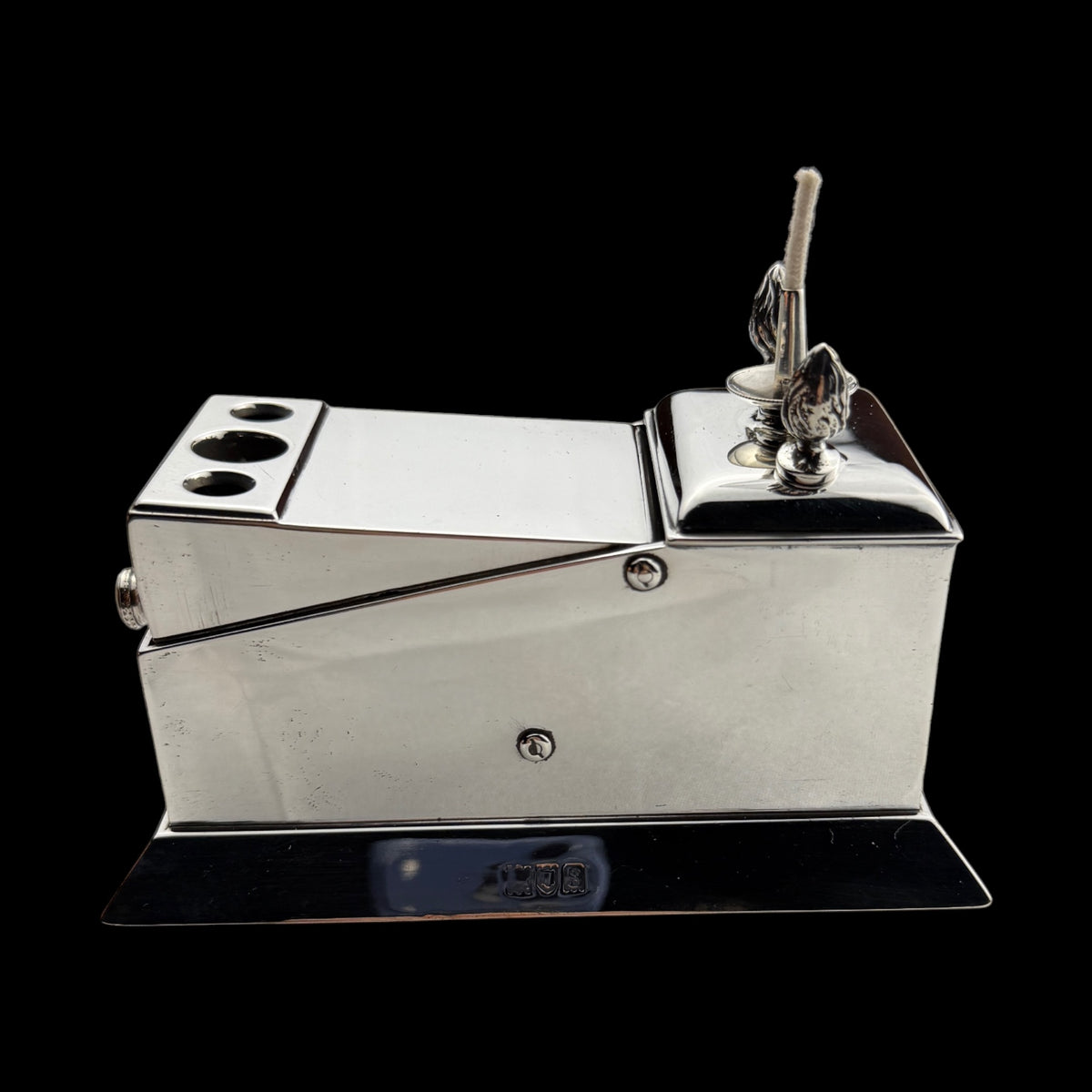 Sterling Silver Table Cigar Cutter & Lighter, London, 1913