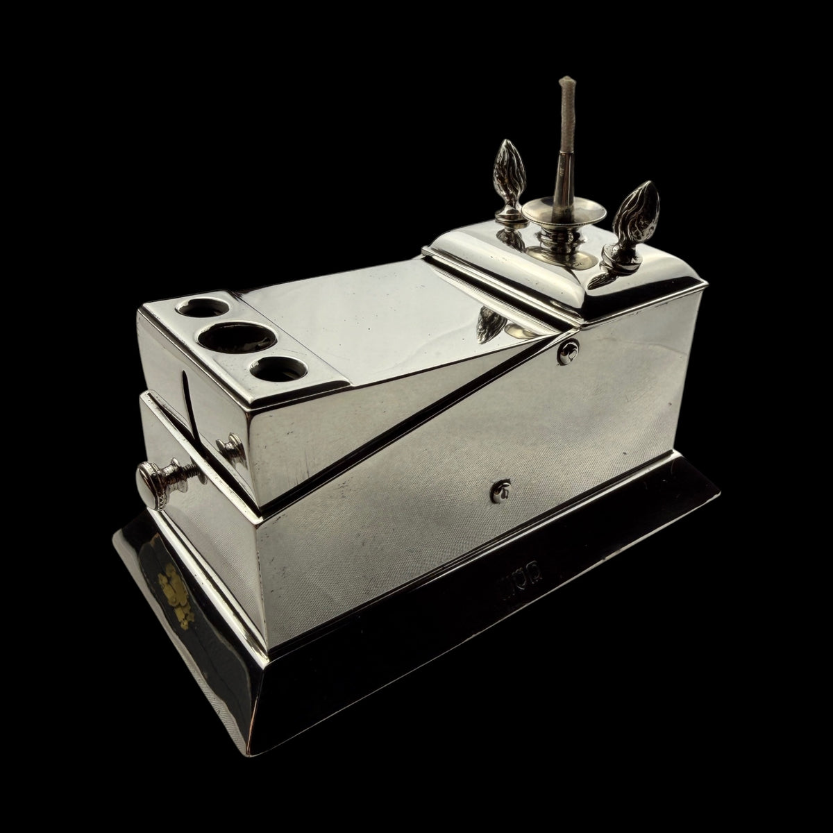Sterling Silver Table Cigar Cutter & Lighter, London, 1913