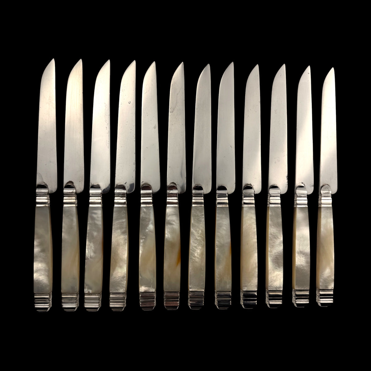 Set of 12 Mother of Pearl Table Knives by L. Lapar, France, c. 1900