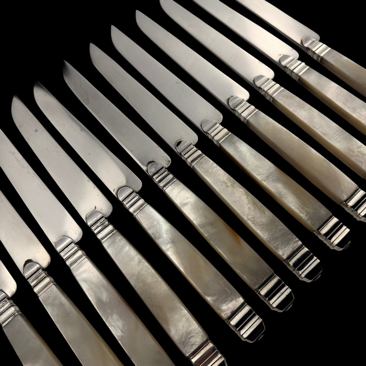Set of 12 Mother of Pearl Table Knives by L. Lapar, France, c. 1900