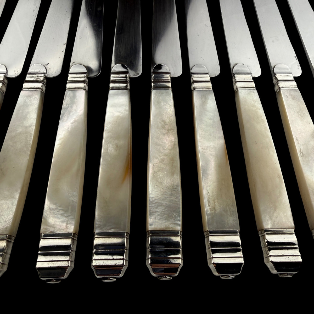 Set of 12 Mother of Pearl Table Knives by L. Lapar, France, c. 1900