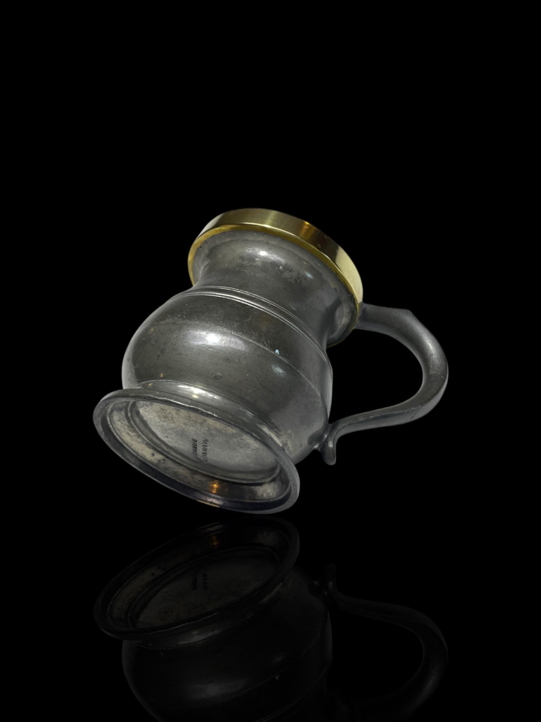 Victorian Half Pint Pewter Tankard.