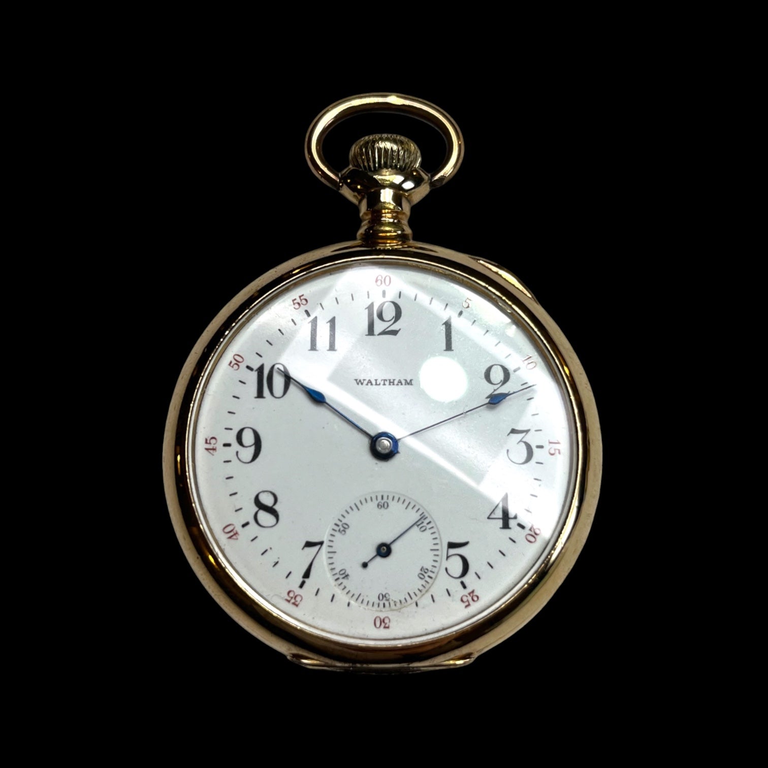 Gold-Plate Waltham Pocket Watch with Display Stand: 15 Jewel Movement