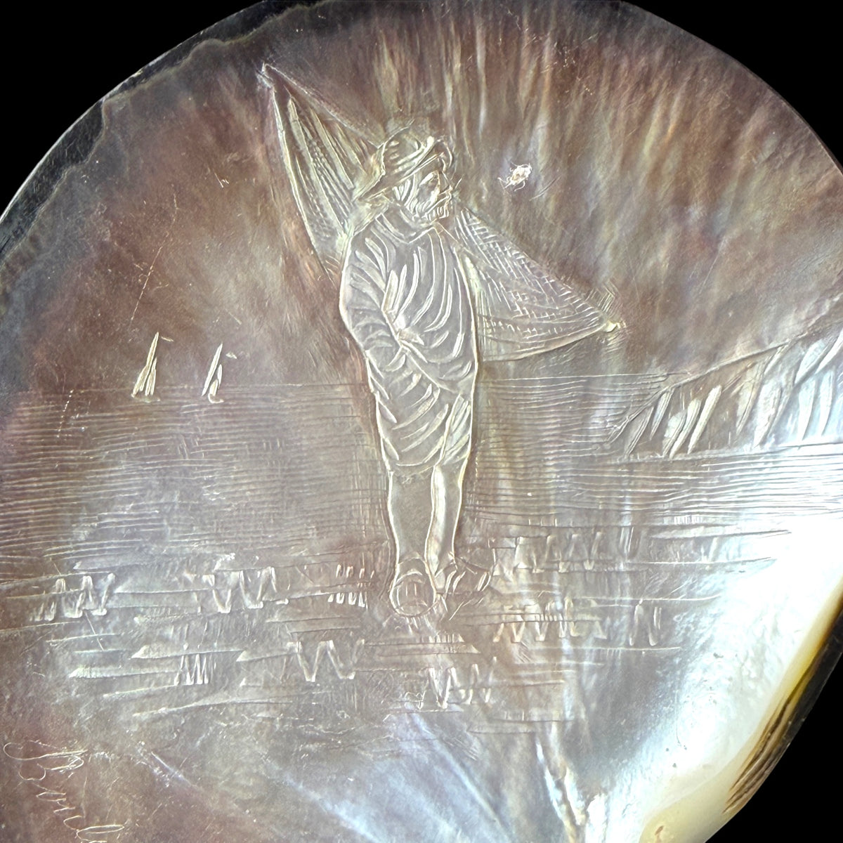 Black Pearl Shell Serving Plates. 19th Century.