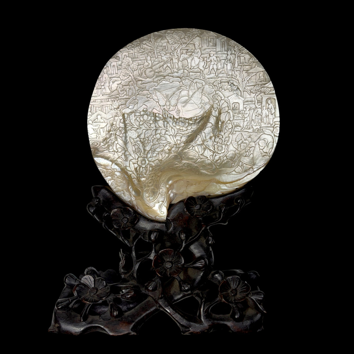 Chinese Carved Mother-of-Pearl Shell, Qing Dynasty