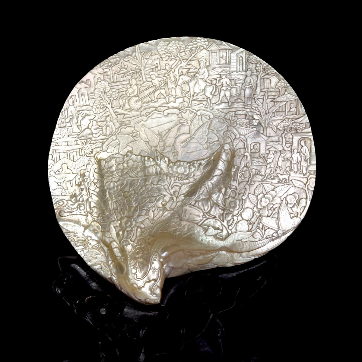 Chinese Carved Mother-of-Pearl Shell, Qing Dynasty