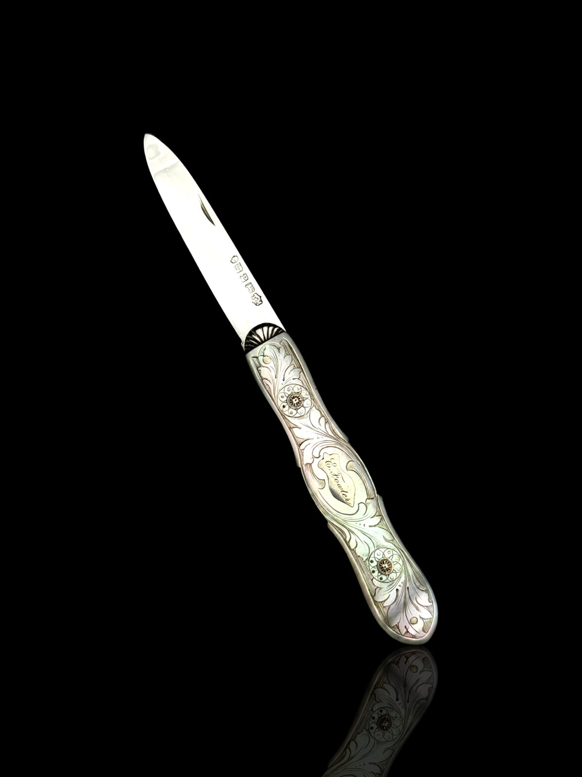 Mother-of-Pearl & Sterling Silver Pocket Knife - Thomas Marples, 1858.