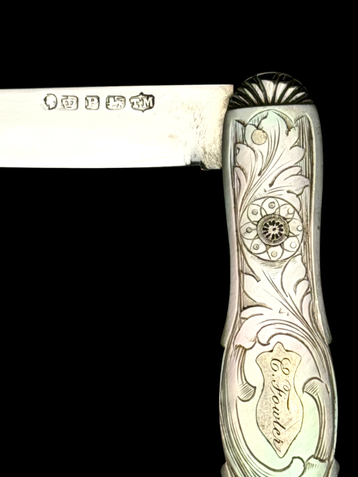 Mother-of-Pearl & Sterling Silver Pocket Knife - Thomas Marples, 1858.