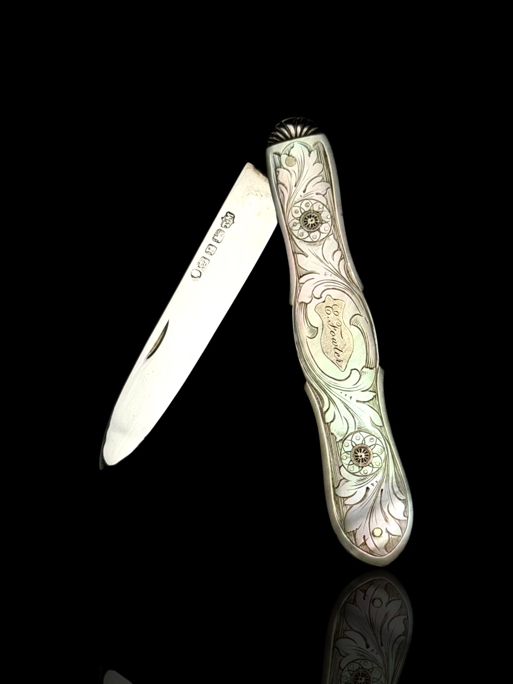 Mother-of-Pearl & Sterling Silver Pocket Knife - Thomas Marples, 1858.