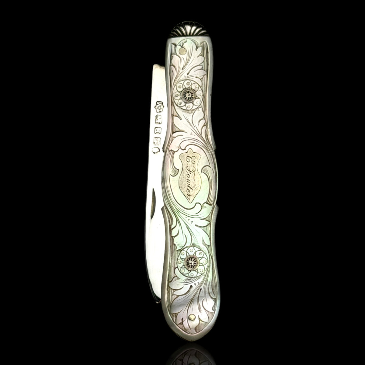 Mother-of-Pearl & Sterling Silver Pocket Knife - Thomas Marples, 1858.